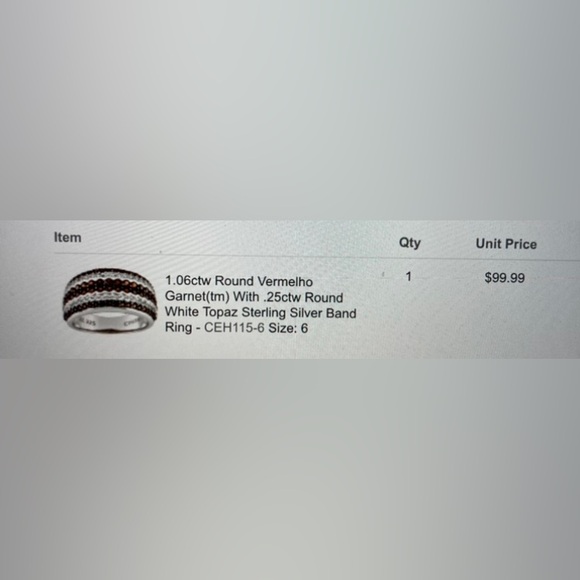 Garnet and White Topaz Sterling Silver Gemstone Ring Band Size 6 - Picture 6 of 6